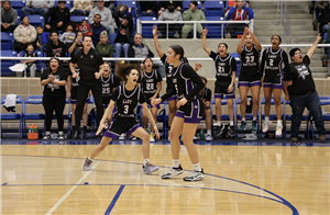 Lady Rattlers Basketball celebrate playoff game
